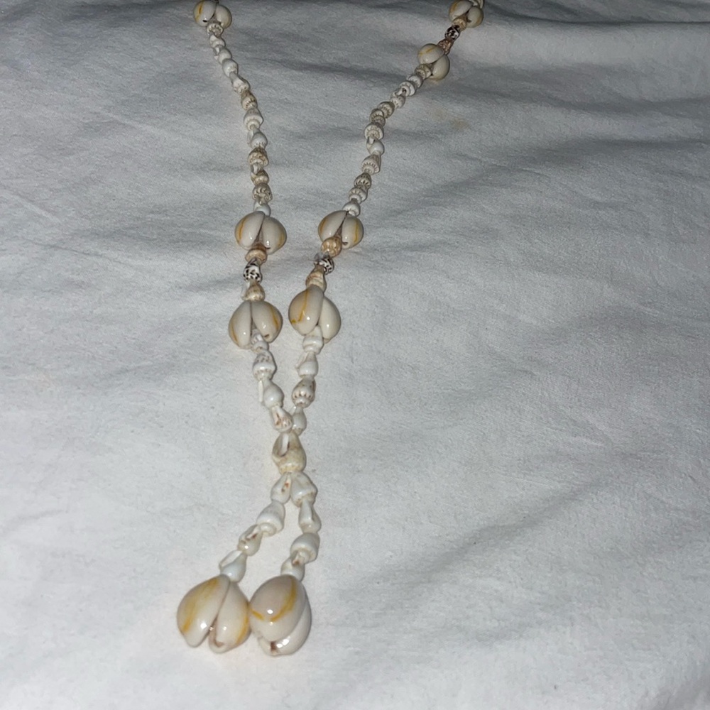 Vintage Cowrie Shell continuous tassels necklace